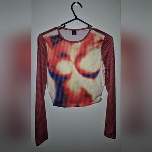 Abstract Print Long Sleeve Top